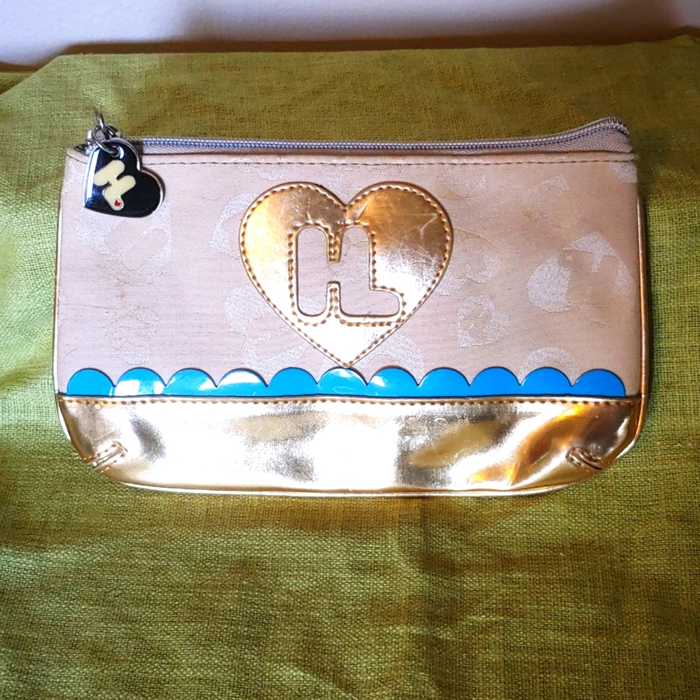 Harajuku Lovers cosmetic pencil makeup bag Gold